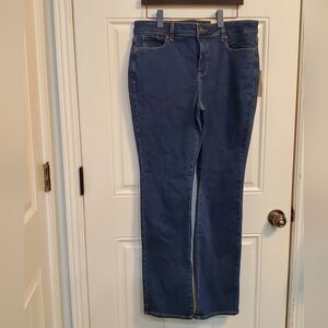 NYDJ Jeans Womens Marilyn Straight Quinn 14 Blue Dark Lift Tuck Stretch NEW
